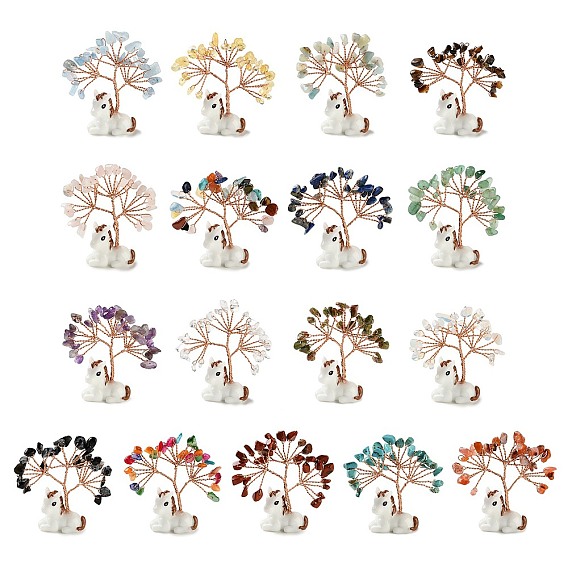 Украшения из натуральных и синтетических драгоценных камней дерево жизни, Подставка для лошади из смолы с медной проволокой, подарок в стиле фэн-шуй для украшения рабочего стола дома или в офисе