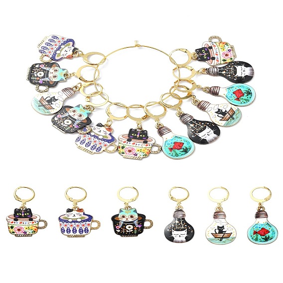 Кулон из сплава кошачьей эмали с замком маркеры петель, с 304 серьгами из нержавеющей стали