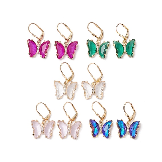 Стеклянная серьга с защелкой, с латунной найти, бабочка