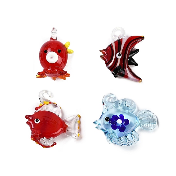 Подвески лэмпворк ручной работы, морские животные амулеты