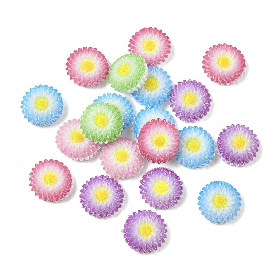 Печатные кабошоны из непрозрачной смолы с декодированием, маргаритка, два тона