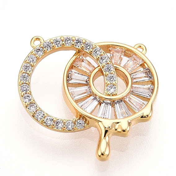 Латунные микро проложить кубического циркония прелести, двойное кольцо