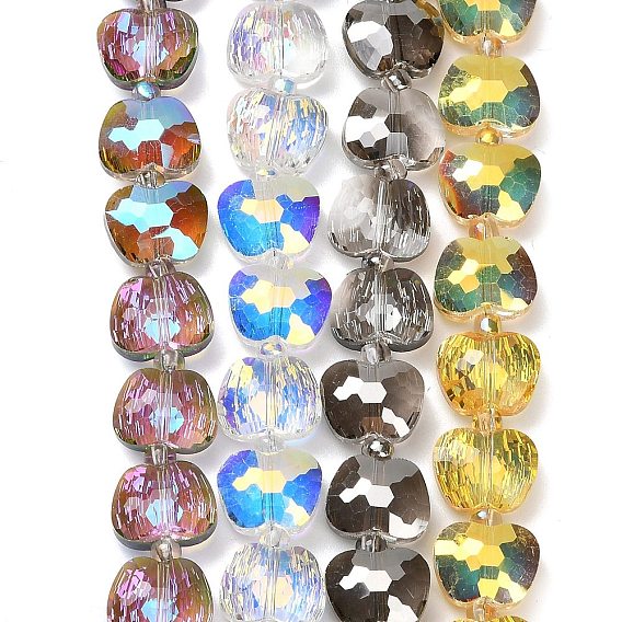 Гальванизируйте прозрачные стеклянные бусины, яблоко, граненые, с половиным покрытием