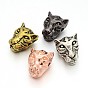 Tibetan Style Alloy Leopard Head Beads, 12x14x8.5mm, Hole: 2mm