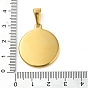 Resin Flat Round Pendants, Golden Tone 304 Stainless Steel Charms