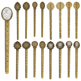 8шт. оправа для кабошонов из сплава в тибетском стиле, без кадмия и без свинца, линейка / закладки, 8 шт. Прозрачные стеклянные кабошоны