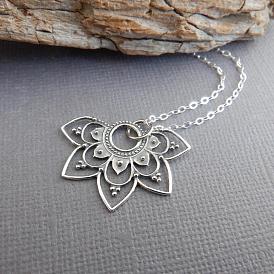 Богемный полумандала цветок сплава кулон ожерелья для женщин