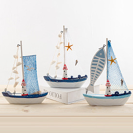 Mediterranean sailboat model small ornaments smooth sailing creative children's gift cake decoration ornaments pirate wooden boat