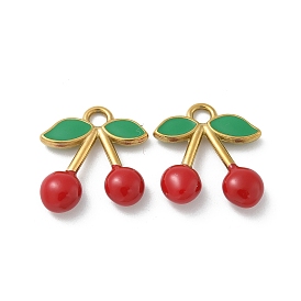 Ионное покрытие (ip) 304 подвески из нержавеющей стали, с эмалью, реальный 18 k позолоченный, вишневое очарование