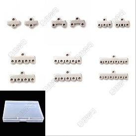 72pcs 6 styles 304 liens de composants de lustre en acier inoxydable, rectangle