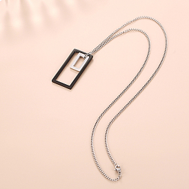 Simple Geometric Pendant Necklace, Stainless Steel Necklace, Rectangle/Triangle