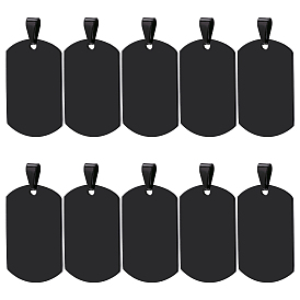 201 Stainless Steel Stamping Blank Tag Pendants, Rectangle