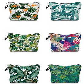 Leaf Pattern Polyester Waterpoof Makeup Storage Bag, Multi-functional Travel Toilet Bag, Clutch Bag with Zipper for Women