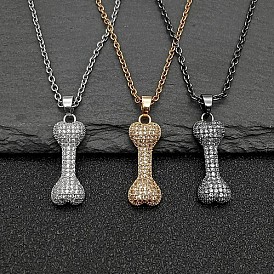 Bone Stainless Steel Rhinestone Pendant Necklaces for Women