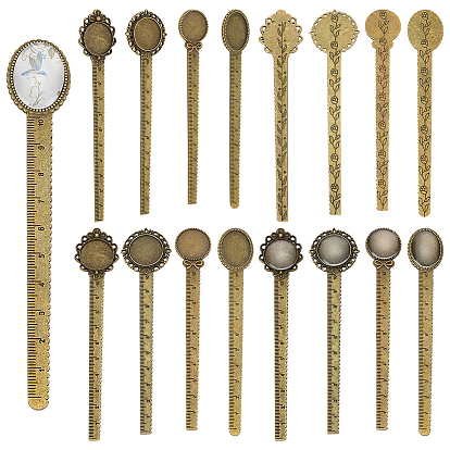 8шт. оправа для кабошонов из сплава в тибетском стиле, без кадмия и без свинца, линейка / закладки, 8 шт. Прозрачные стеклянные кабошоны