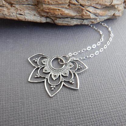Богемный полумандала цветок сплава кулон ожерелья для женщин