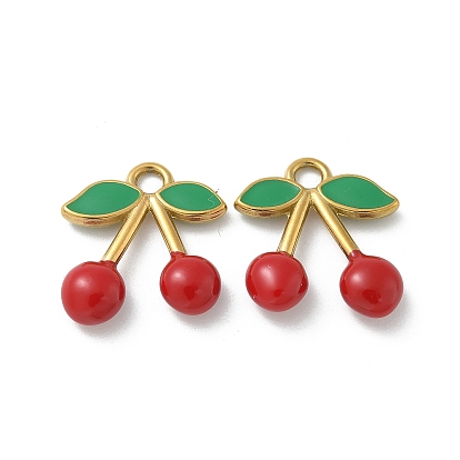 Ионное покрытие (ip) 304 подвески из нержавеющей стали, с эмалью, реальный 18 k позолоченный, вишневое очарование