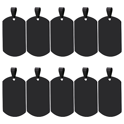 201 Stainless Steel Stamping Blank Tag Pendants, Rectangle