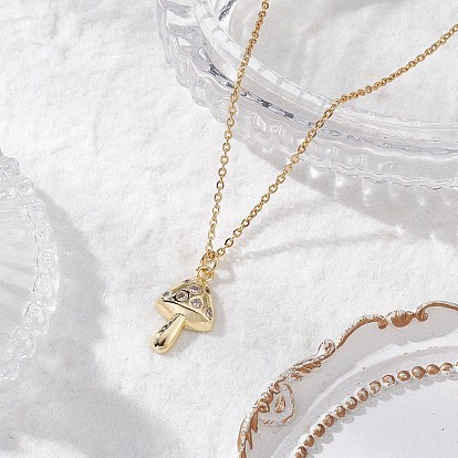 Подвеска в виде осеннего гриба из латуни с микропаве из прозрачных кубических цирконий 304 Женские ожерелья из нержавеющей стали с цепочкой