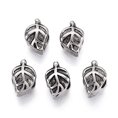 304 бусины европейского стиля из нержавеющей стали с крупными отверстиями, лист