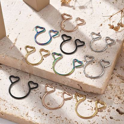 304 зажим в форме сердца из нержавеющей стали на кольцах для носа, носовая манжета непирсинг украшения для женщин, ионное покрытие (ip)