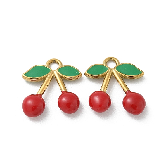 Ионное покрытие (ip) 304 подвески из нержавеющей стали, с эмалью, реальный 18 k позолоченный, вишневое очарование