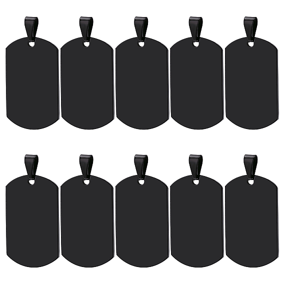 201 Stainless Steel Stamping Blank Tag Pendants, Rectangle
