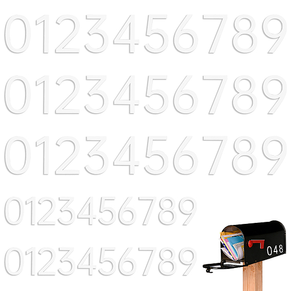 50 piezas 10 estilos acrílico 3 placa de matrícula digital, placa de puerta autoadhesiva con número