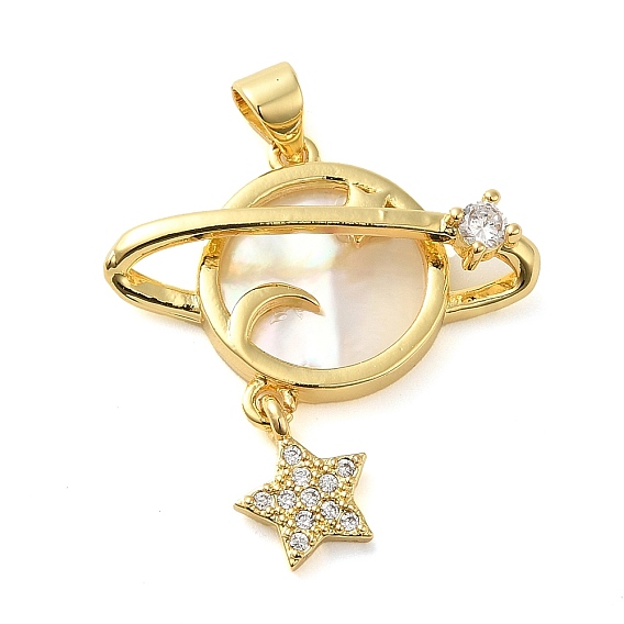 Покрытие стойки латунь микропаве прозрачные подвески из кубического циркония, с оболочкой, долговечный, без кадмия и без свинца, планета со звездой