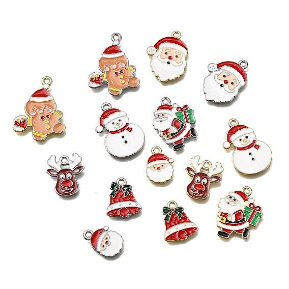 Подвески из эмали и сплава, золотые, Рождественская серия