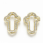 Brass Micro Pave Clear Cubic Zirconia Twister Clasps, Nickel Free, Cross