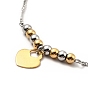 Two Tone 304 Stainless Steel Charm Anklet with Curb Chains for Women, Golden & Stainless Steel Color