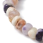 Эластичные браслеты из натуральных фиолетовых опалов, расшитые бисером