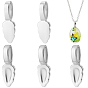 6Pcs 304 Stainless Steel Glue-on Flat Pad Pendant Bails, Leaf