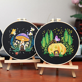 Forest mushroom embroidery diy handmade materials package Lu embroidery creative decorative painting decoration flowers and butterflies English hanging painting