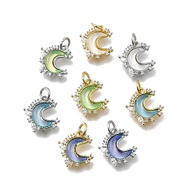 Латунный микропаве прозрачный кубический цирконий со стеклянными подвесками, луна, без кадмия и без свинца, долговечный, стойки покрытие, с целью перехода в кольце