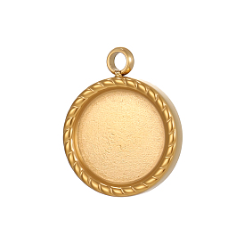 Плоские круглые 304 подвески из нержавеющей стали с кабошонами, ионное покрытие (ip)