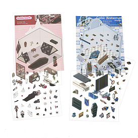 PET Plastic Picture Stickers, Decorative Stickers, House