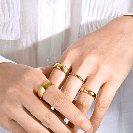 Stackable Stainless Steel Wind Goddess Rings in Multiple Sizes - Shiny Gold Titanium Finish