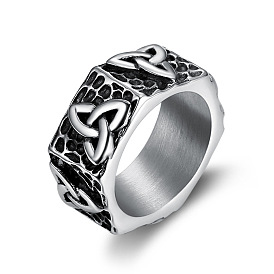 Titanium Steel Rings for Men, Trinity Knot Hexagon Ring