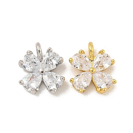 Подвеска с клевером, латунное микропаве, прозрачные подвески с кубическим цирконием, долговечный, без кадмия и без свинца