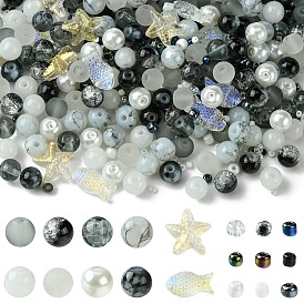 Наборы для изготовления ювелирных изделий своими руками, включая круглые стеклянные бусины, Бисер из стекла 