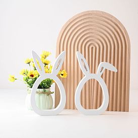 Easter Wood Rabbit Figurines, for Home Desktop Decoration