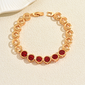 Винтажные латунные браслеты-цепочки с микропаве из кубических цирконий для женщин, плоско-круглые