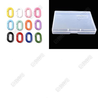 30Pcs Spray Painted Alloy Spring Gate Rings, Oval Ring