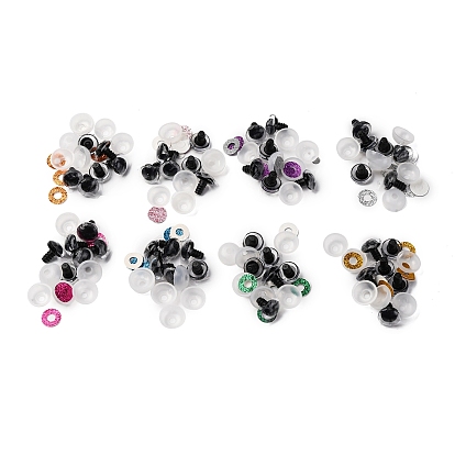 48 наборы 8 цвета пластиковые кукольные поделки глаза, безопасные глаза, с проставкой и блестками, аксессуары для игрушек своими руками, полукруглый