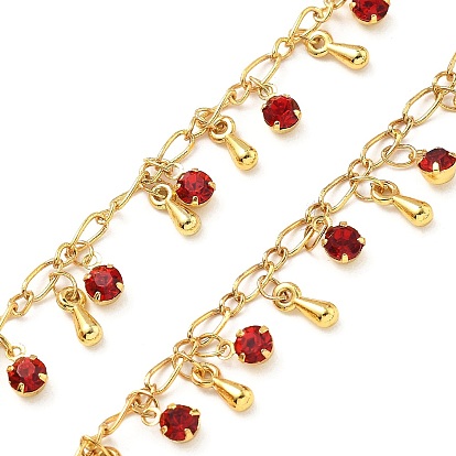 Латунные стеклянные каплевидные звенья цепи, с катушкой, долговечный, пайки, без свинца и без кадмия, стойки покрытие, реальный 18 k позолоченный