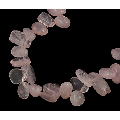 Natürlichen Rosenquarz Perlen Stränge, 10~20x8~15 mm, Bohrung: 1 mm