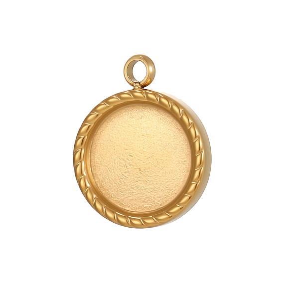 Плоские круглые 304 подвески из нержавеющей стали с кабошонами, ионное покрытие (ip)