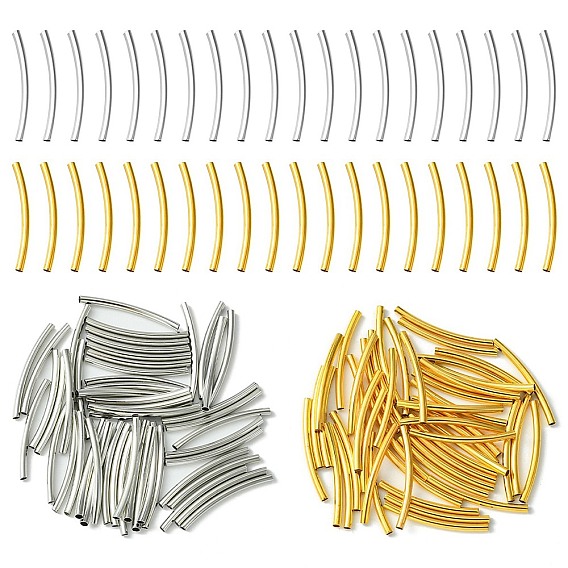 100 шт. 2 цвета латунных трубчатых бусин, изогнутые, без никеля 